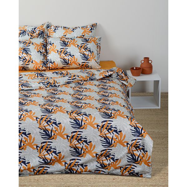 Комплект постельного белья из сатина с принтом leaves из коллекции wild, 200х220 см Tkano