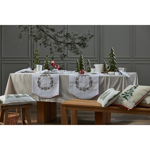 Дорожка на стол festive wreath из коллекции new year essential, 45х150 см Tkano