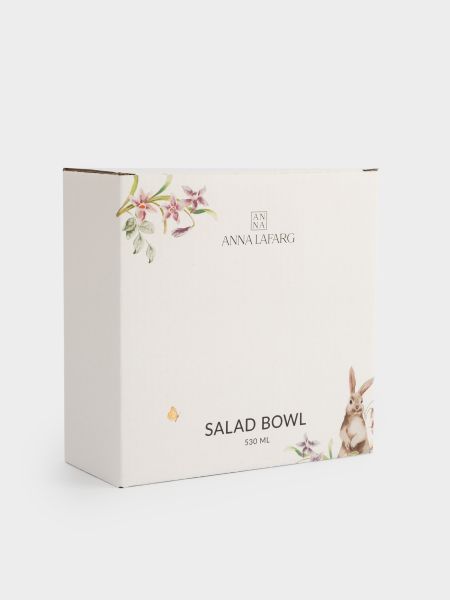 Салатник 15х7 см, 530 мл, керамика, белый, Кролик с цветами, Flower Rabbit
