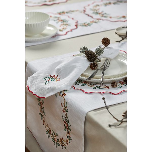 Набор из двух салфеток под приборы festive wreath из коллекции new year essential, D38 см Tkano