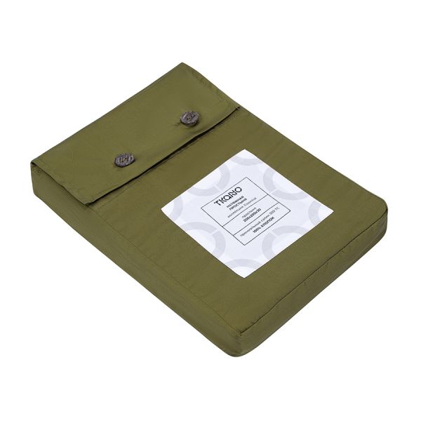 Простыня на резинке из премиального сатина оливкового цвета из коллекции essential, 200х200х30 см Tkano