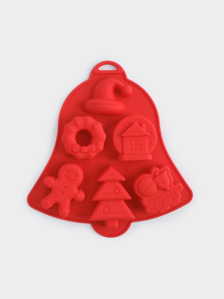 Форма для выпечки кексов 21х20 см, 6 отд, силикон, красная, Колокольчик, Muffin ANNA LAFARG