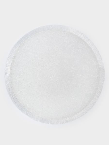 Салфетка под приборы 38 см, ПВХ/полиэстер, круглая, серебристая, Бахрома Anna Lafarg
