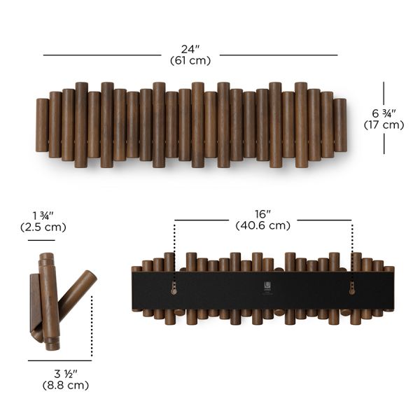 Вешалка настенная picket, 8 крючков, состаренный грецкий орех Umbra