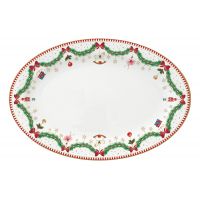 Блюдо овальное Новогодняя гирлянда, Magie de Noel 35х23.5 см, фарфор, белое Easy Life