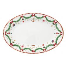 Блюдо овальное Новогодняя гирлянда, Magie de Noel 35х23.5 см, фарфор, белое Easy Life