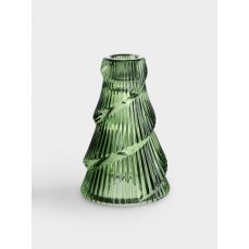 Подсвечник 12 см, для тонкой свечи, стекло, зеленый, Елка, Lyric Anna Lafarg