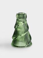 Подсвечник 12 см, для тонкой свечи, стекло, зеленый, Елка, Lyric Anna Lafarg