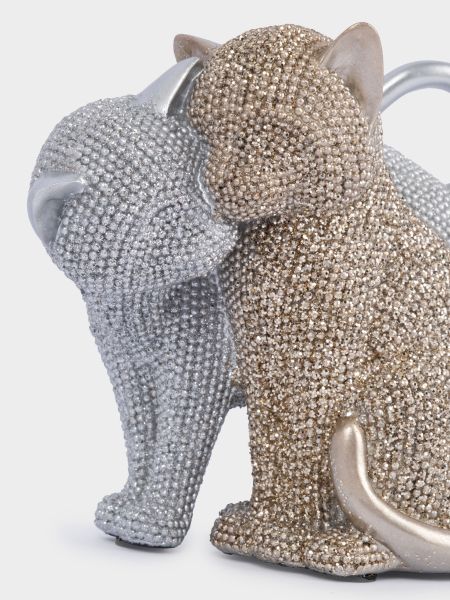 Статуэтка, 16 см, полирезин, золотистая-серебристая, Влюбленные коты, Amulet
