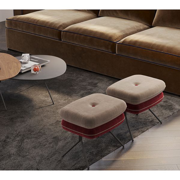 Пуф pea, велюр, бежевый/бордовый Bergenson Bjorn