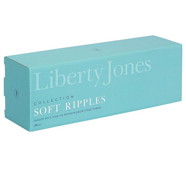 Набор из 3 чаш на бамбуковой подставке soft ripples, dual glazing, 8 см Liberty Jones