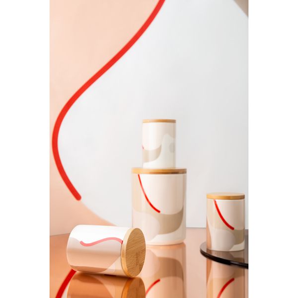 Банка для хранения бежевого цвета с авторским принтом из коллекции freak fruit 275мл