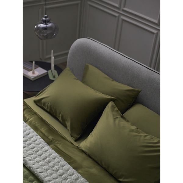 Простыня из премиального сатина оливкового цвета из коллекции essential, 240х270 см Tkano