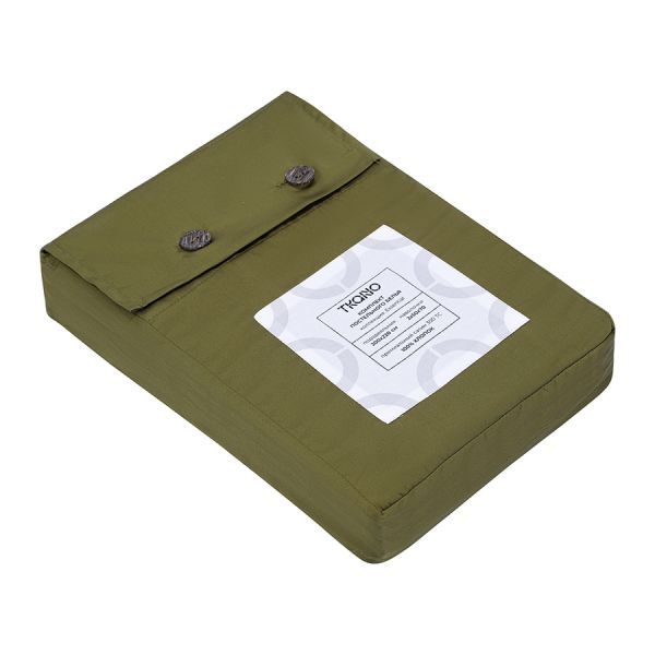 Комплект постельного белья из премиального сатина оливкового цвета из коллекции essential, 200х220 см Tkano