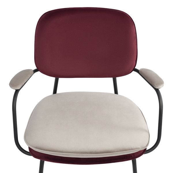 Стул с подлокотниками pea, велюр, бордовый/бежевый Bergenson Bjorn