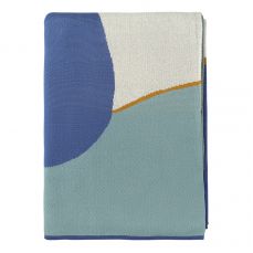 Плед из хлопка с авторским принтом синего цвета из коллекции freak fruit, 130х180 см Tkano