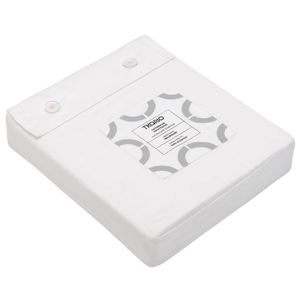 Простыня на резинке из сатина белого цвета из коллекции essential 160х200х30 см