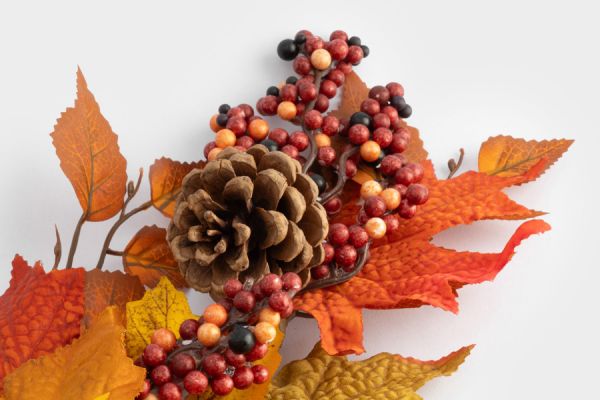 Ветка декоративная 80 см, полиэстер/пенопласт, Осенние листья, Bright pumpkin ANNA LAFARG
