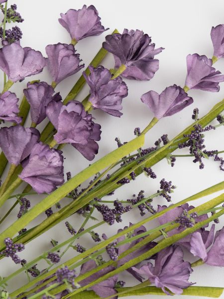 Ветка декоративная, 47 см, бумага/металл, Лиловый букет, Interior spring
