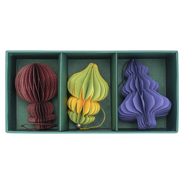 Набор елочных украшений из бумаги honeycomb festive из коллекции new year essential Tkano