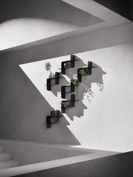 Набор металлических настенных полок montage, 2 шт, черные Umbra
