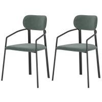 Набор из 2 стульев ror, round, велюр, черный/зеленый
