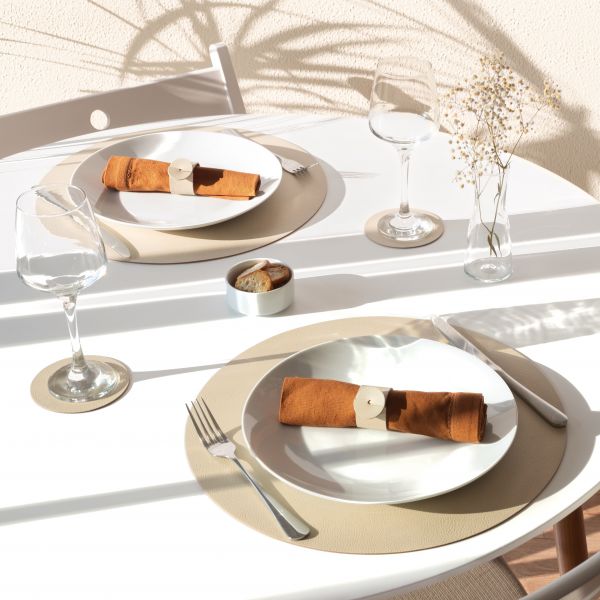 Подстановочная круглая салфетка из натуральной кожи 38 см linen Skinnatur