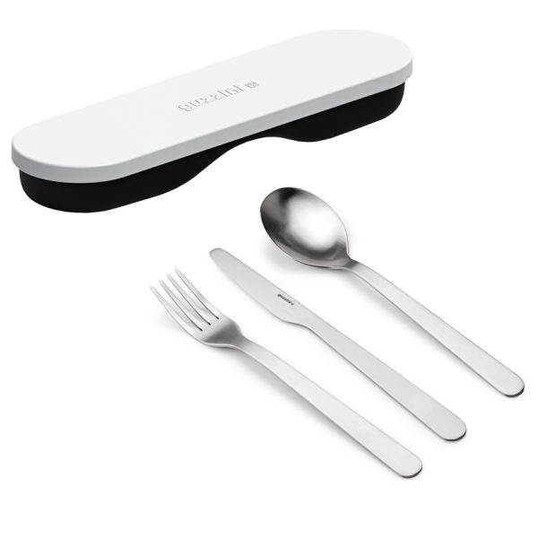 Набор из 3 столовых приборов в футляре On the Go белый Guzzini