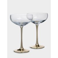 Бокал-креманка для шампанского 270 мл, 2 шт, стекло, золотистая ножка, Ravello ANNA LAFARG