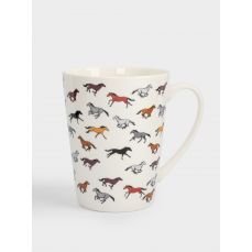 Кружка 420 мл, фарфор, белая, Бегущие лошади, Bright horse ANNA LAFARG