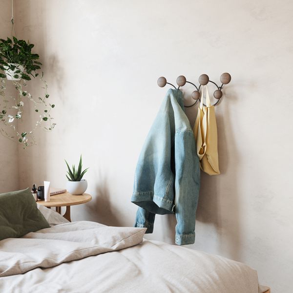 Вешалка настенная dotsy, черная/орех Umbra