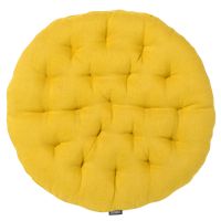 Подушка на стул круглая из стираного льна горчичного цвета из коллекции essential 40х40x4 см