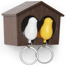 Держатель для ключей duo sparrow, коричневый/белый/желтый Qualy