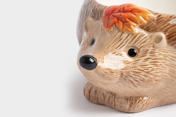 Конфетница 21х15 см, керамика, коричневая, Еж с листом, Autumn forest ANNA LAFARG
