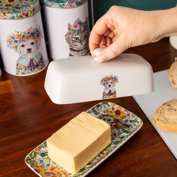 Масленка 21x11 см, фарфор, белый, декор, Mikasa Hampton KITCHEN CRAFT