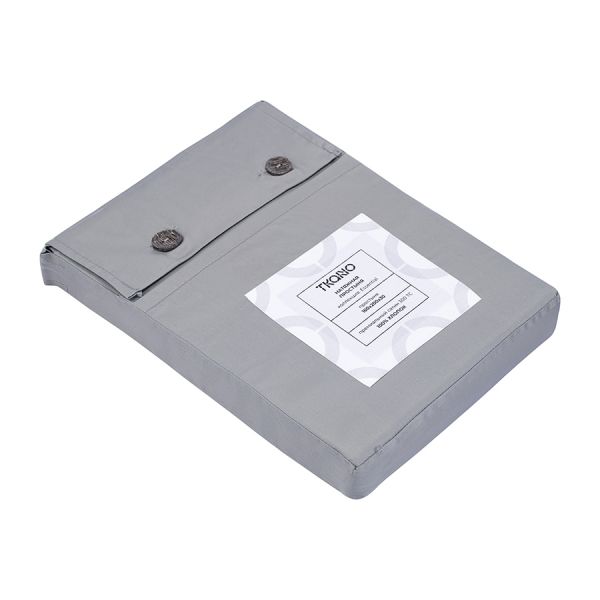 Простыня на резинке из премиального сатина светло-серого цвета из коллекции essential,  160х200х30 см Tkano