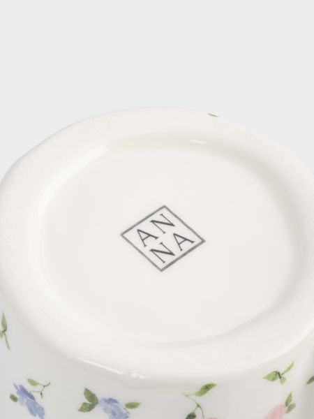 Кружка 460 мл, керамика, молочная, Нежные цветы, Mint flowers
