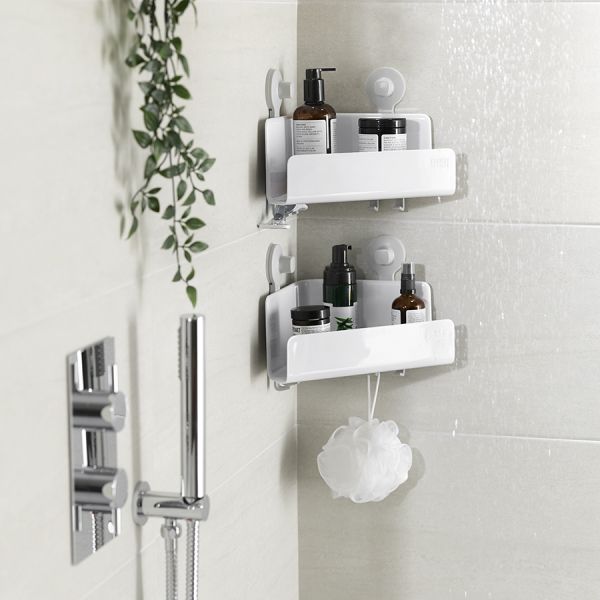 Набор из 2 угловых органайзеров для душа easystore белый