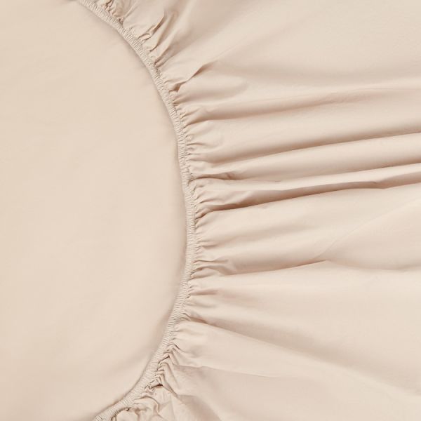 Простыня на резинке бежевого цвета из органического стираного хлопка из коллекции essential, 180х200 см Tkano