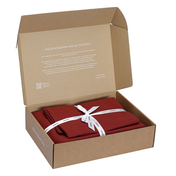 Комплект постельного белья изо льна и хлопка цвета копченой паприки из коллекции essential, 150х200 см Tkano