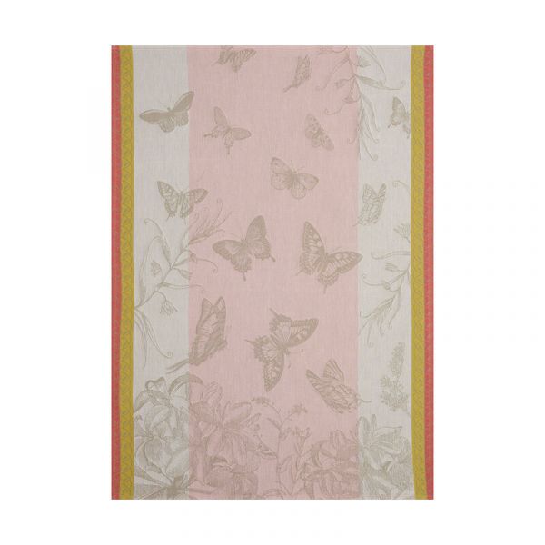 Полотенце для посуды 60х80 см, 100%хлопок, розовое, JARDIN DES PAPILLONS Le Jacquard Francais