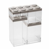 Контейнер квадратный 100/500/1000/1500 мл серый Omada, набор 4 шт