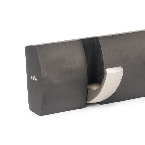 Вешалка настенная горизонтальная Flip 5 крючков дерево/никель