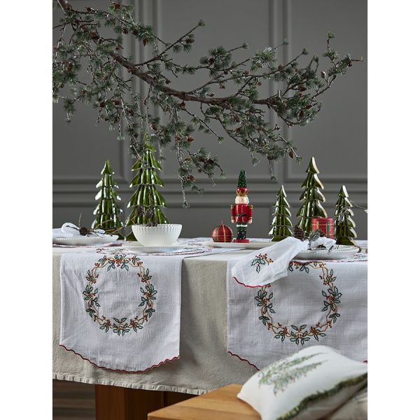 Набор из двух салфеток под приборы festive wreath из коллекции new year essential, D38 см Tkano