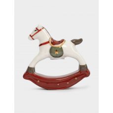Емкость для соли или перца 7 см, фарфор, бежево-бордовая, Лошадка-качалка, Bright horse ANNA LAFARG