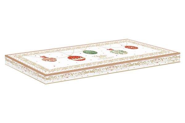 Блюдо прямоугольное Новогодние шары, Christmas Eve 35х15 см, фарфор, белое Easy Life