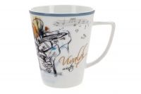 Кружка 380 мл, фарфор F, белая с голубым кантом, Зима, A. Vivaldi Carmani
