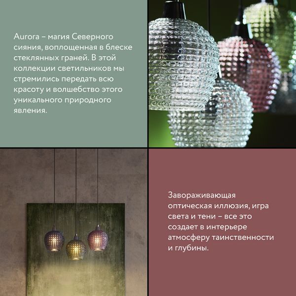 Светильник подвесной каскадный aurora, D50 см, серый/прозрачный Bergenson Bjorn