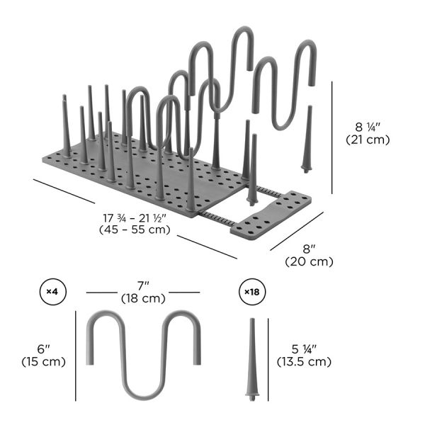 Органайзер для посуды и столовых приборов peggy, 20х55 см, серый, Umbra, 1022265-149

