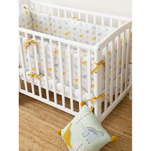 Простыня на резинке из сатина с принтом dinosauria world из коллекции tiny world 90х200х28 см